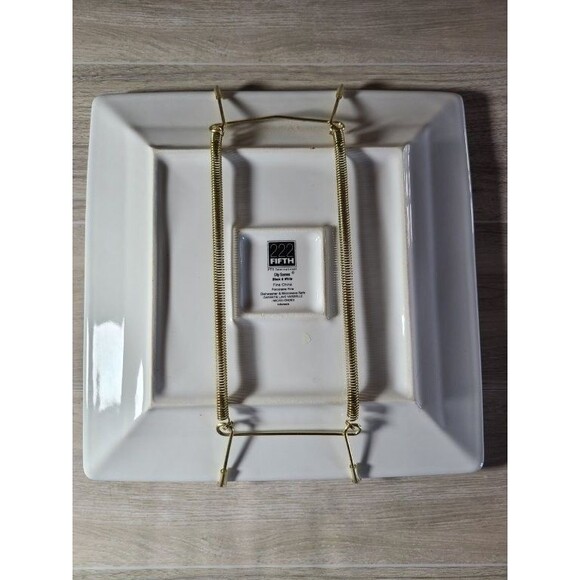 222 Fifth City Scenes Eiffel Tower Plate 8" Square Black & White Fine Porcelain - Picture 6 of 6